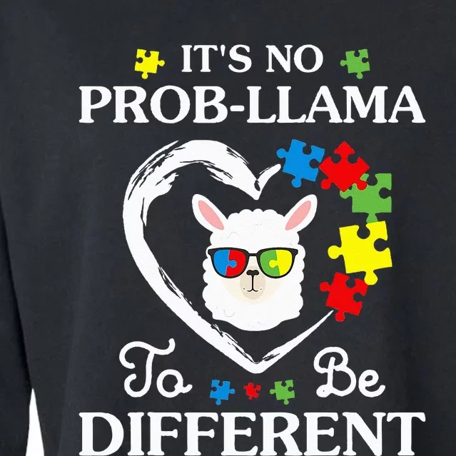 Llama Autism Awareness Gift Be A Little Different Cropped Pullover Crew