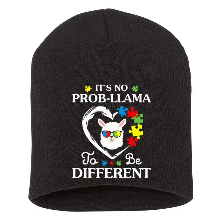 Llama Autism Awareness Gift Be A Little Different Short Acrylic Beanie