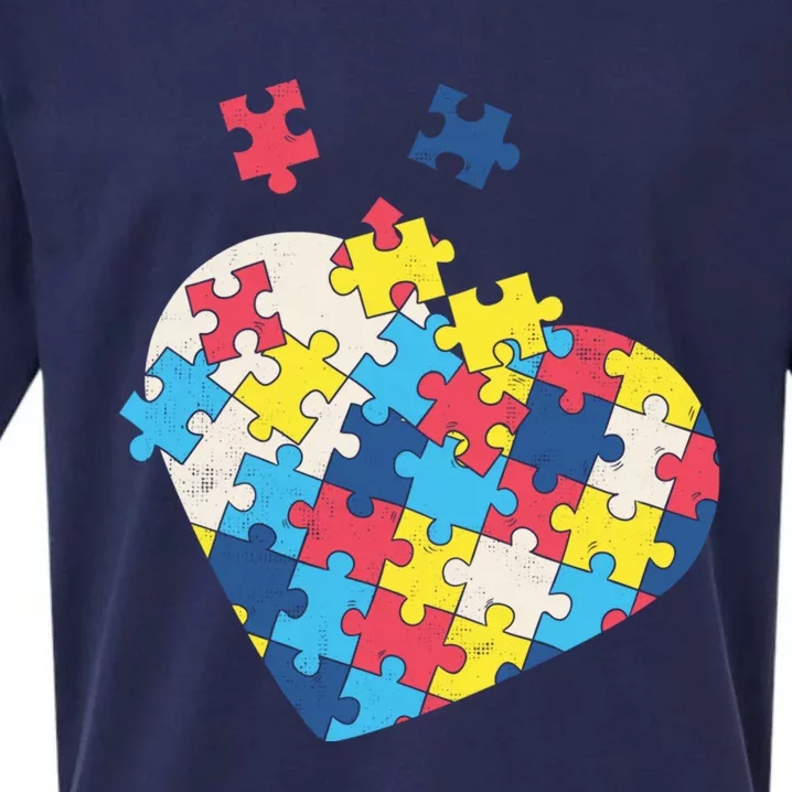 Love Autism Awareness Puzzle Pieces Gift Design Idea Great Gift Sueded Cloud Jersey T-Shirt