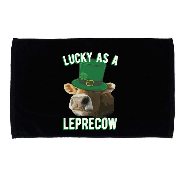 Lucky As A Leprecow Cute Cow Leprechaun MashUp St. Paddy's Microfiber Hand Towel