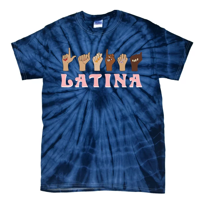 Latina ASL American Sign Language Latina Power ASL Teacher Tie-Dye T-Shirt