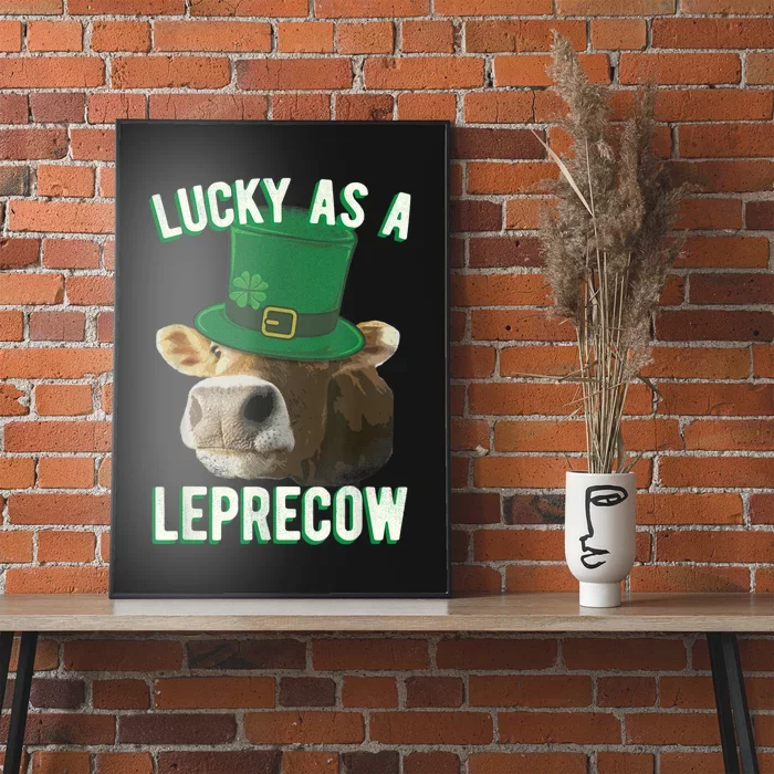 Lucky As A Leprecow Cute Cow Leprechaun MashUp St. Paddy's Poster