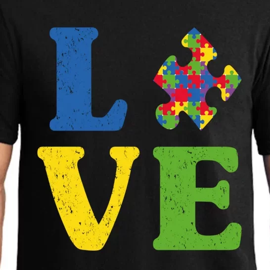 Love Autism Awareness Autistic Puzzle Piece Gift Pajama Set