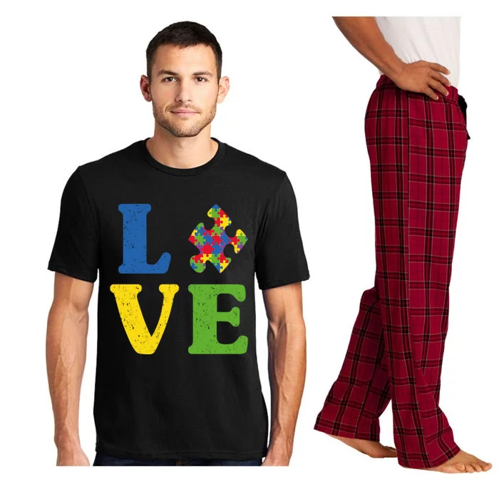 Love Autism Awareness Autistic Puzzle Piece Gift Pajama Set