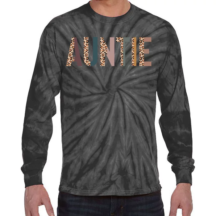 Leopard Auntie Auntie To Be Gift Mother's Day Sweatshirt Tie-Dye Long Sleeve Shirt