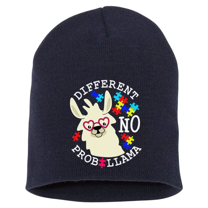 Llama Autism Awareness Different No Probllama Drama Funny Short Acrylic Beanie