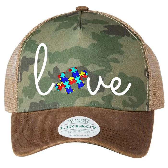 Love Autism Awareness Puzzle Piece Legacy Tie Dye Trucker Hat