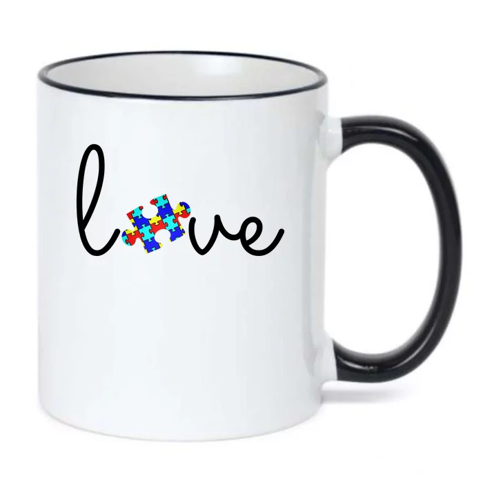 Love Autism Awareness Puzzle Piece Black Color Changing Mug