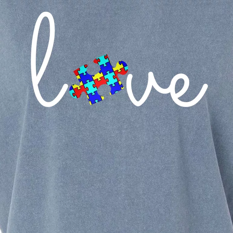 Love Autism Awareness Puzzle Piece Garment-Dyed Women's Muscle Tee