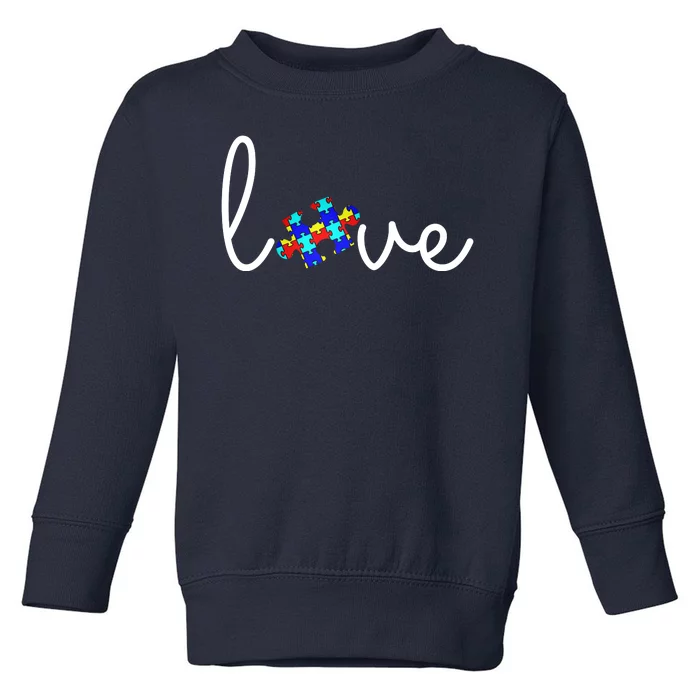 Love Autism Awareness Puzzle Piece Toddler Sweatshirt