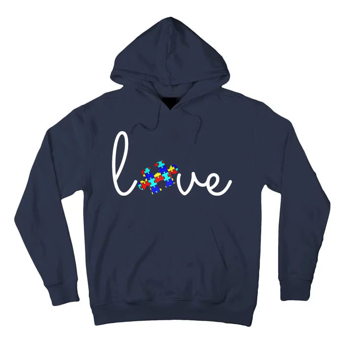 Love Autism Awareness Puzzle Piece Tall Hoodie