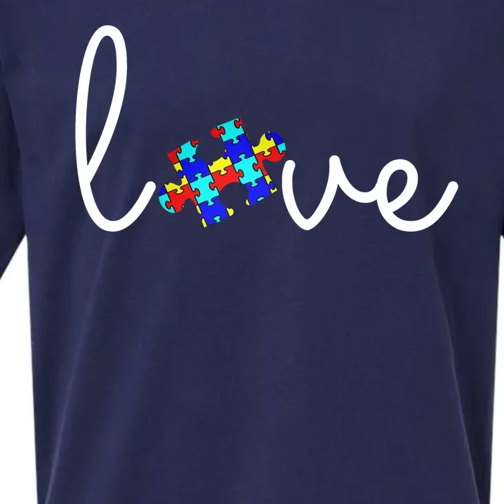 Love Autism Awareness Puzzle Piece Sueded Cloud Jersey T-Shirt