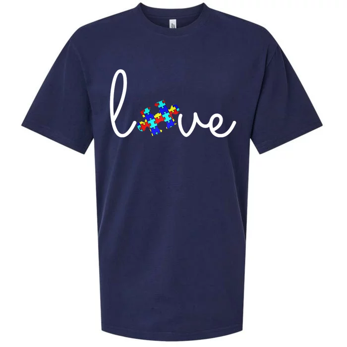 Love Autism Awareness Puzzle Piece Sueded Cloud Jersey T-Shirt