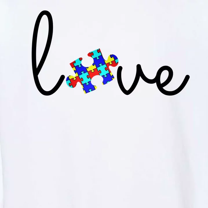 Love Autism Awareness Puzzle Piece Garment-Dyed Sweatshirt