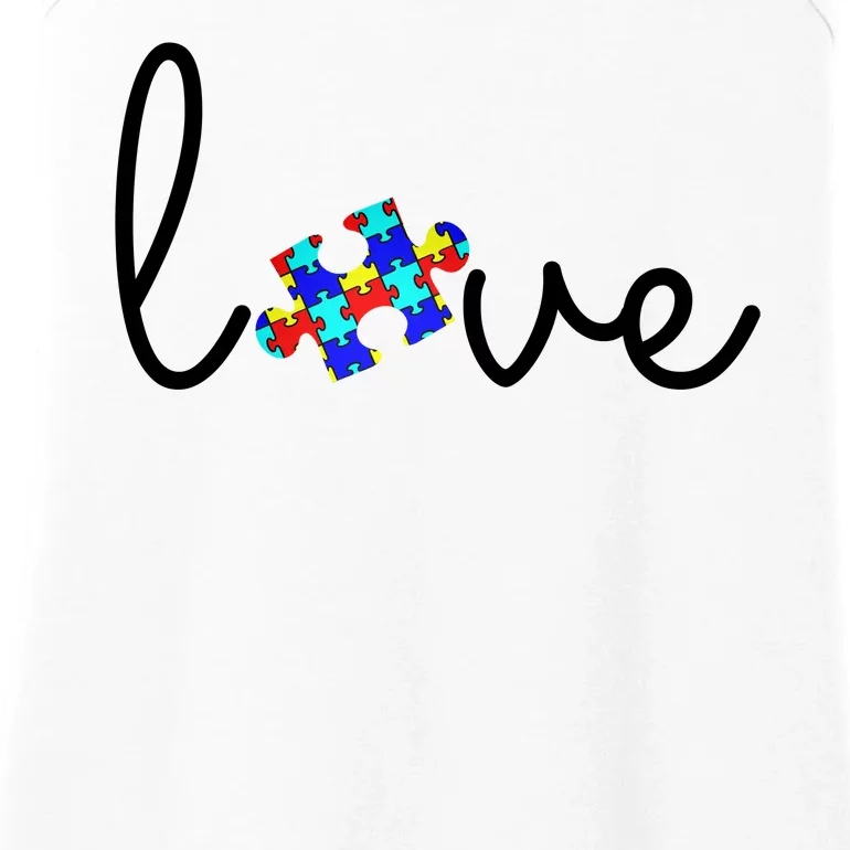 Love Autism Awareness Puzzle Piece Ladies Essential Tank