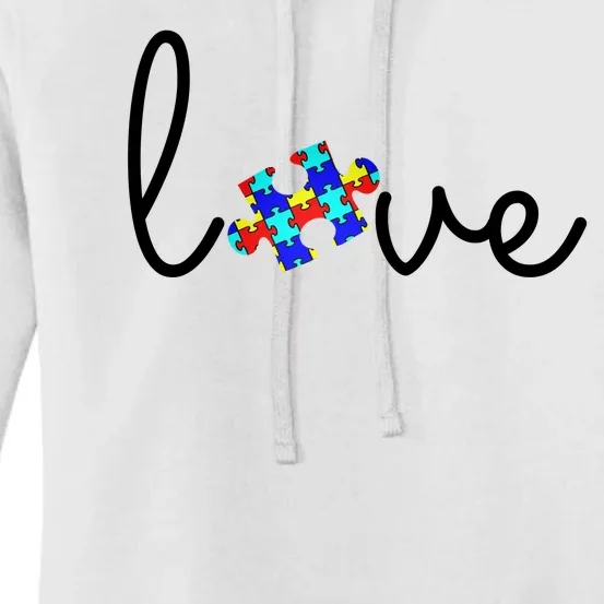 Love Autism Awareness Puzzle Piece Women's Pullover Hoodie