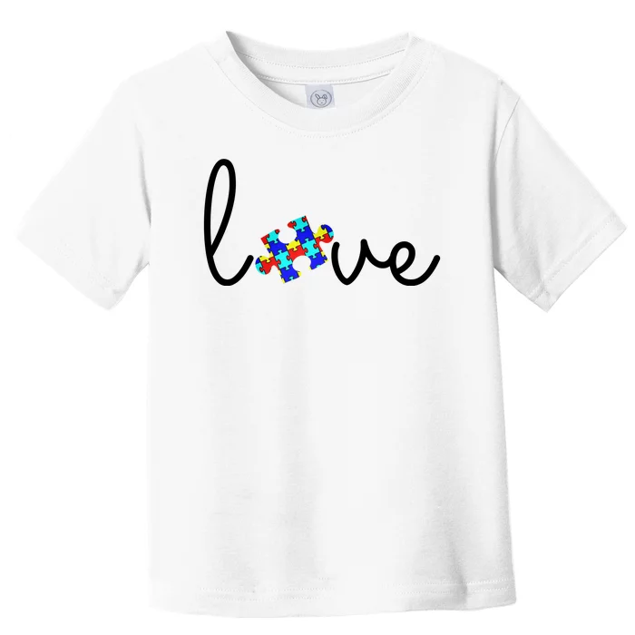 Love Autism Awareness Puzzle Piece Toddler T-Shirt