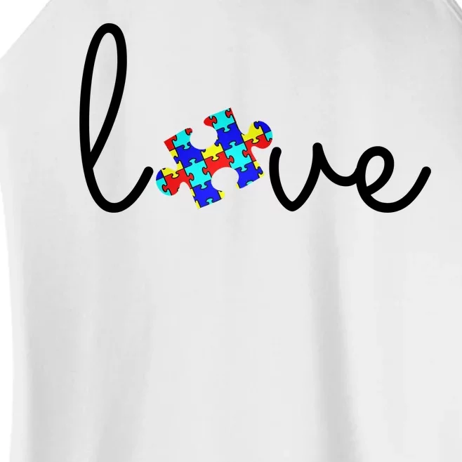 Love Autism Awareness Puzzle Piece Women’s Perfect Tri Rocker Tank