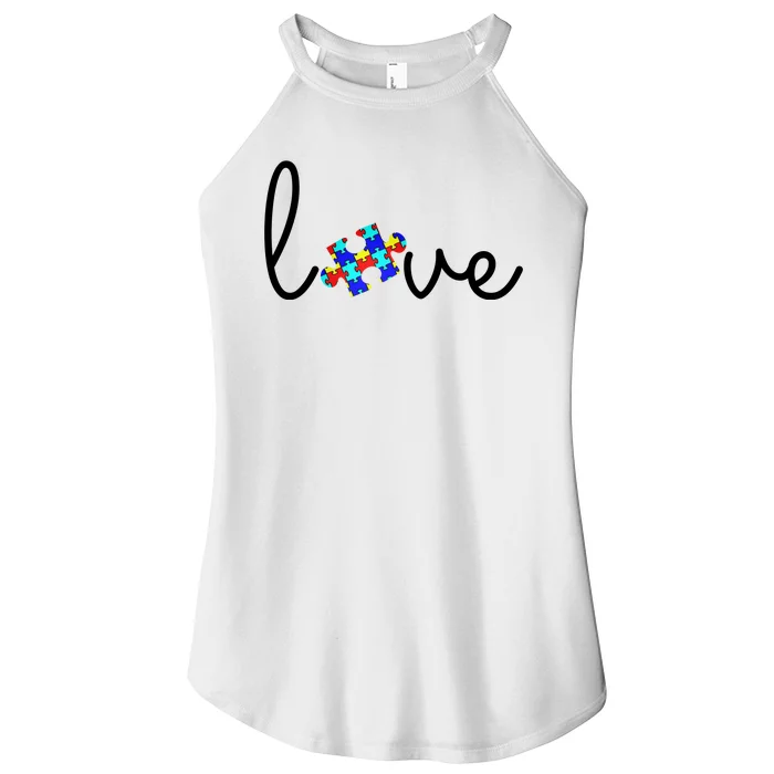 Love Autism Awareness Puzzle Piece Women’s Perfect Tri Rocker Tank