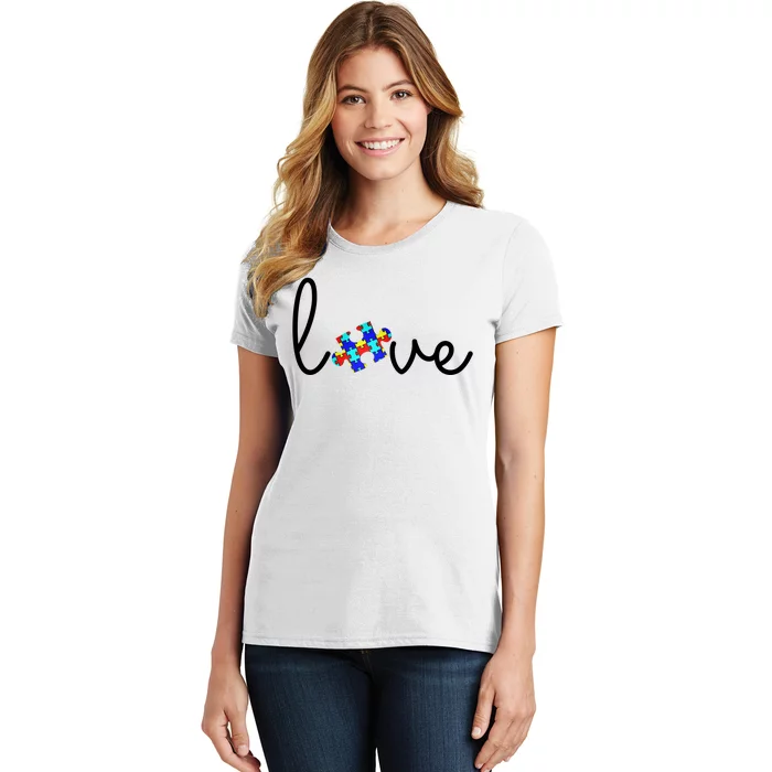 Love Autism Awareness Puzzle Piece Women's T-Shirt