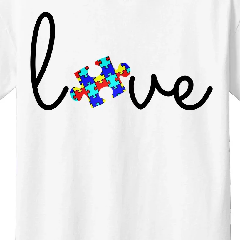 Love Autism Awareness Puzzle Piece Kids T-Shirt