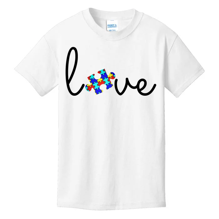 Love Autism Awareness Puzzle Piece Kids T-Shirt