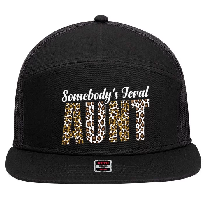 Leopard Auntie Aunt Baby Announcement 7 Panel Mesh Trucker Snapback Hat