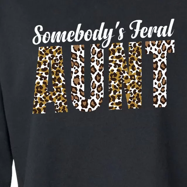 Leopard Auntie Aunt Baby Announcement Cropped Pullover Crew