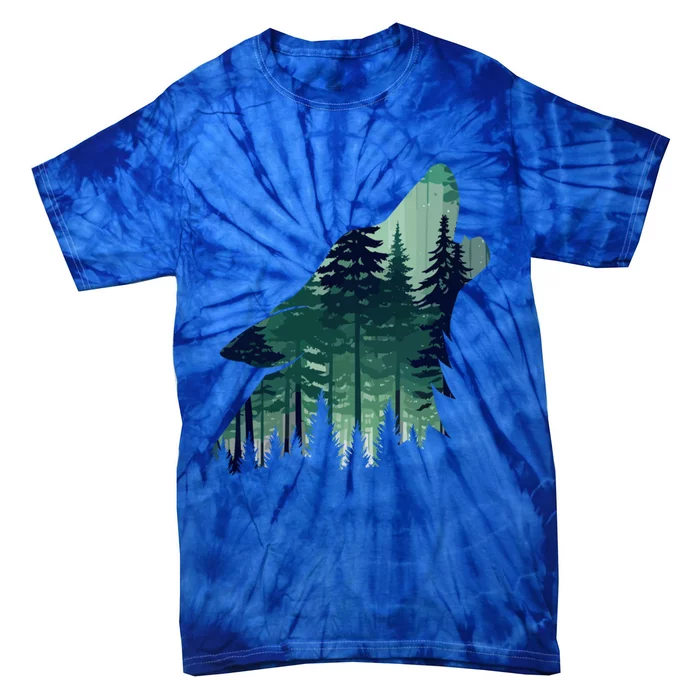 Landscape Animal Art Nature Forest Hiking Howling Wolf Gift Tie-Dye T-Shirt