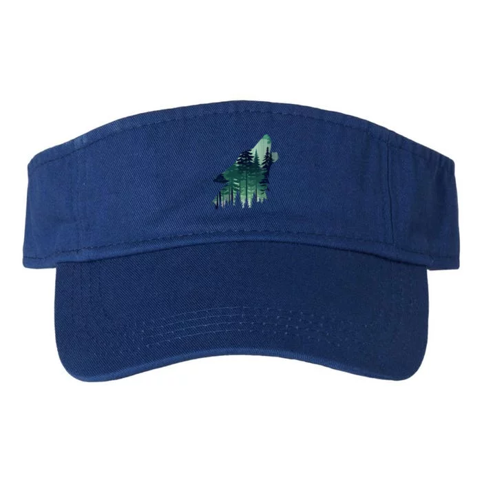 Landscape Animal Art Nature Forest Hiking Howling Wolf Gift Valucap Bio-Washed Visor