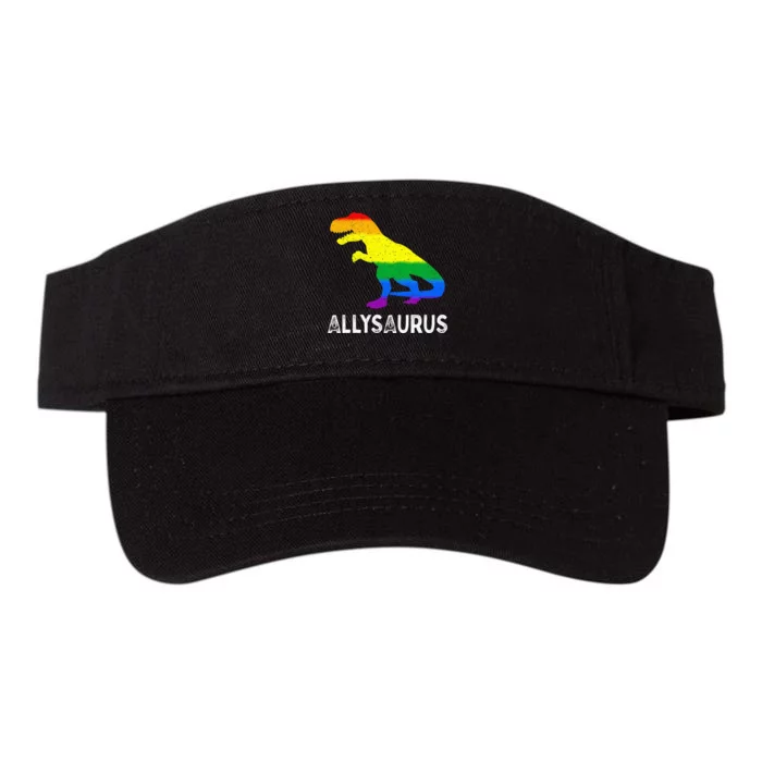 Lgbt Ally Allysaurus Rainbow Dinosaur Pride Month Valucap Bio-Washed Visor