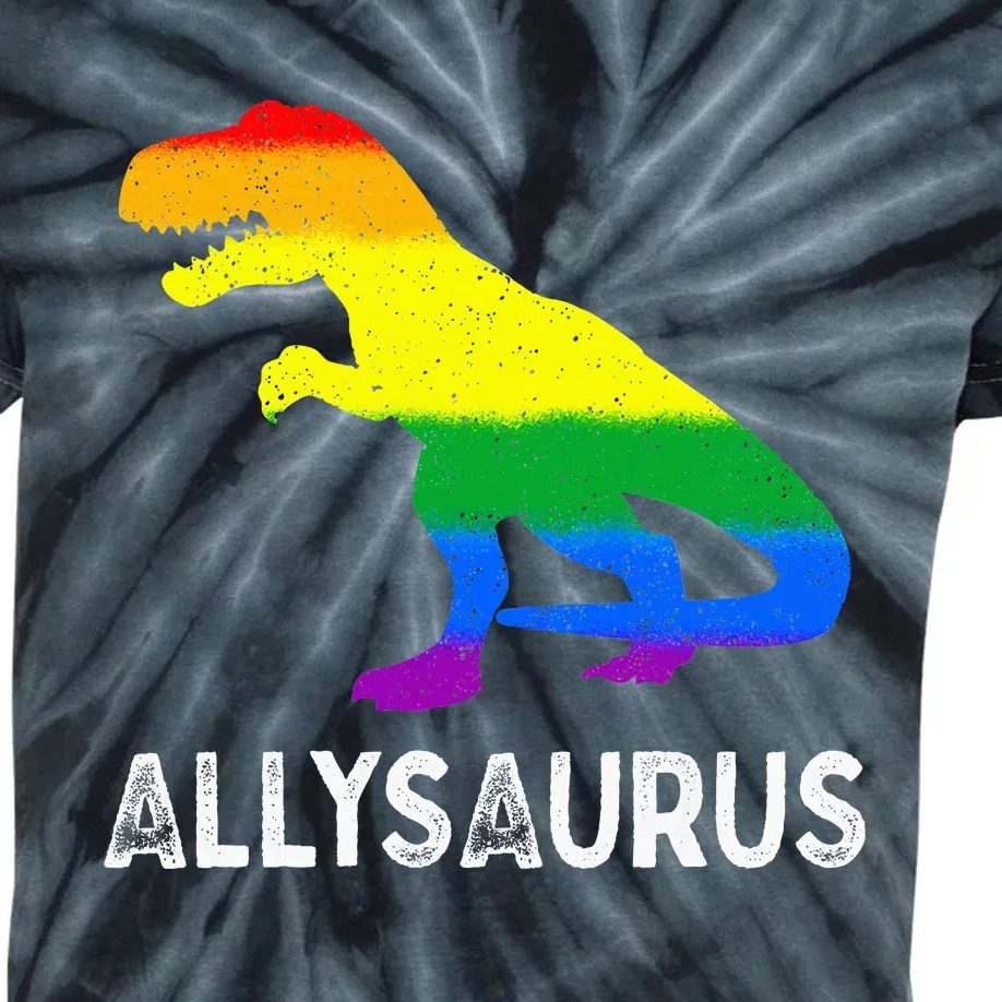 Lgbt Ally Allysaurus Rainbow Dinosaur Pride Month Kids Tie-Dye T-Shirt