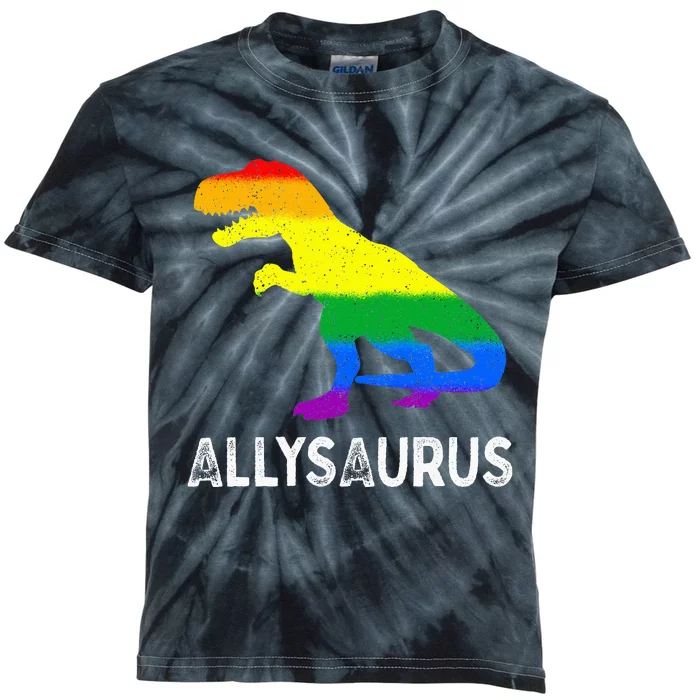 Lgbt Ally Allysaurus Rainbow Dinosaur Pride Month Kids Tie-Dye T-Shirt