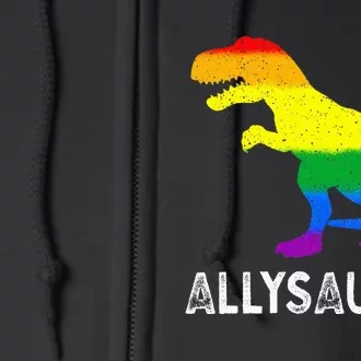 Lgbt Ally Allysaurus Rainbow Dinosaur Pride Month Full Zip Hoodie