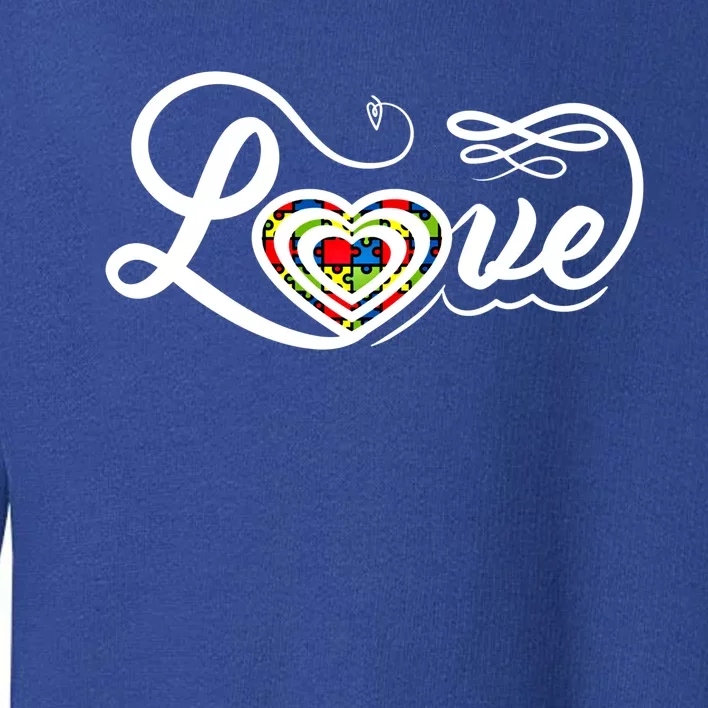 Love Autism Awareness Puzzle Piece Heart Sped Teacher Gift Toddler Sweatshirt