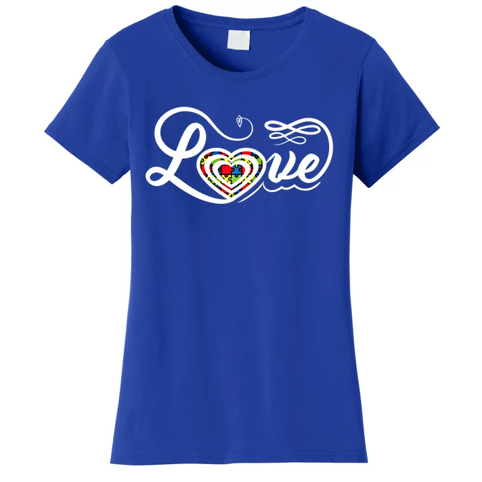 Love Autism Awareness Puzzle Piece Heart Sped Teacher Gift Women's T-Shirt