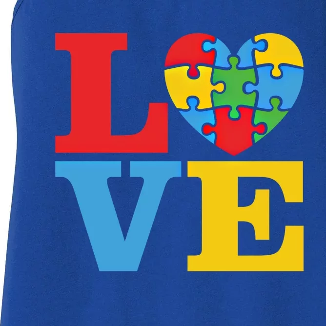 Love Autism Awareness To Show Autistic Support Cool Gift Women's Racerback Tank