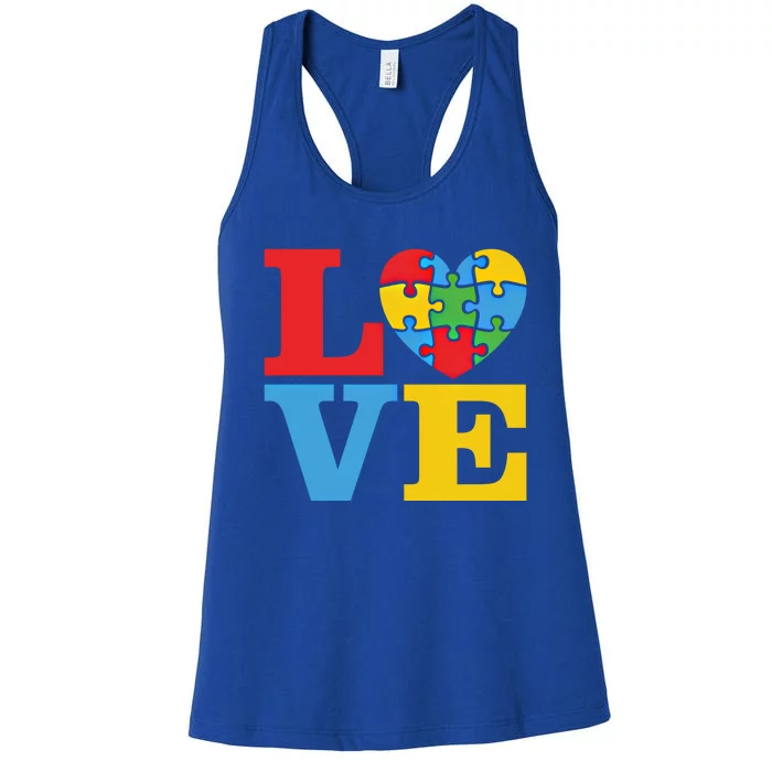 Love Autism Awareness To Show Autistic Support Cool Gift Women's Racerback Tank