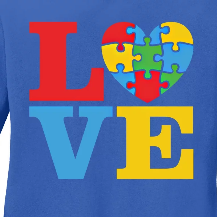 Love Autism Awareness To Show Autistic Support Cool Gift Ladies Long Sleeve Shirt