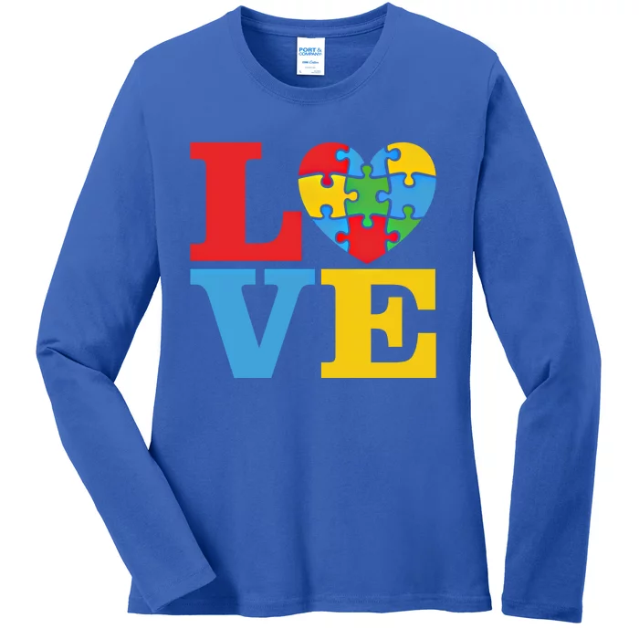 Love Autism Awareness To Show Autistic Support Cool Gift Ladies Long Sleeve Shirt