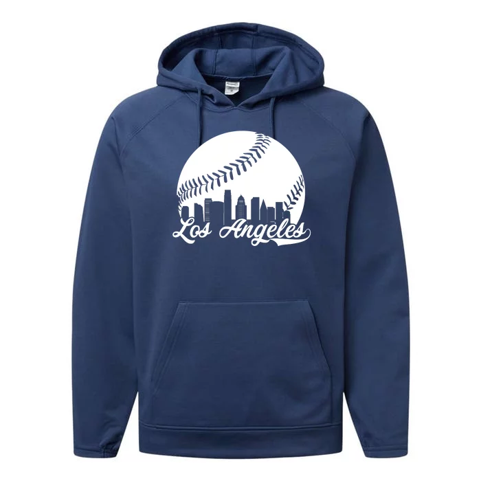 Los Angeles Baseball Vintage LA Fan Gear Performance Fleece Hoodie