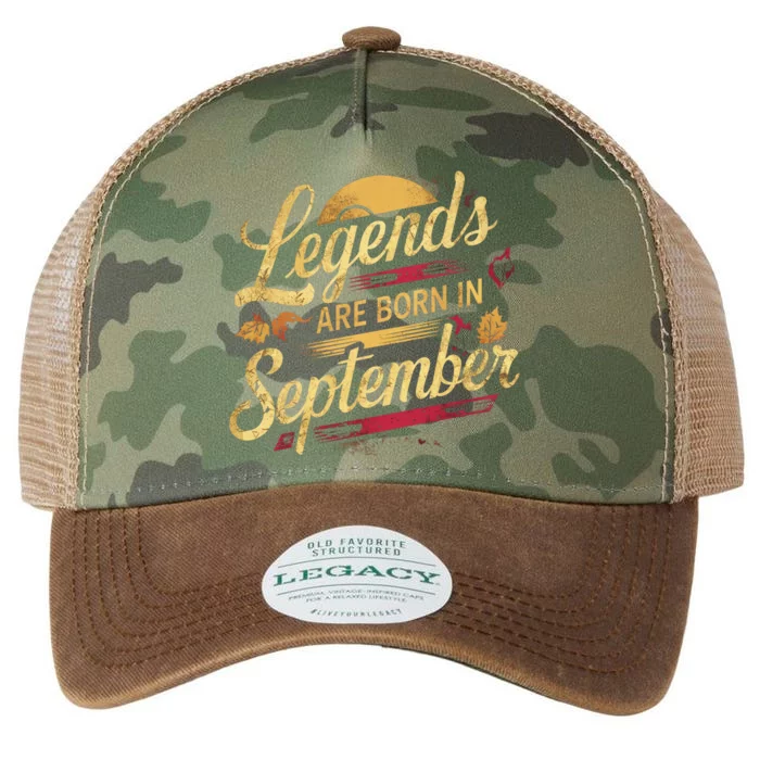 Legends Are Born September Vintage Autumn Leaves Legacy Tie Dye Trucker Hat