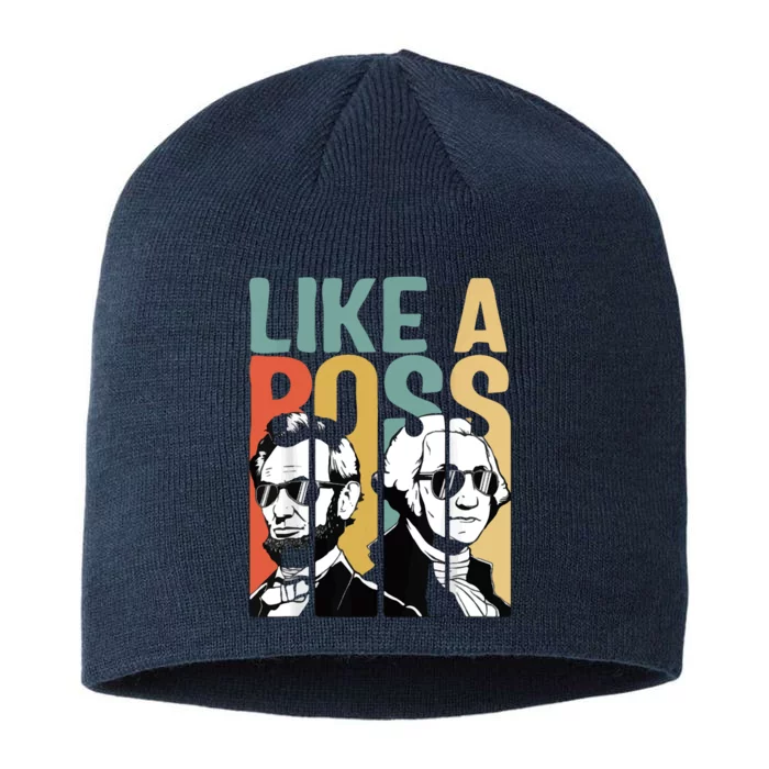 Like A Boss Presidents Day Washington Lincoln Abe George 8 1/2in Sustainable Knit Beanie