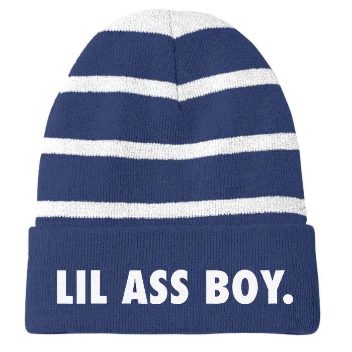 Lil Ass Boy Funny Striped Beanie with Solid Band