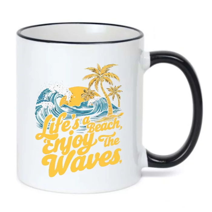 LifeS A Beach Enjoy The Waves Black Color Changing Mug