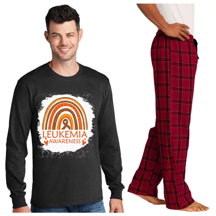 Leukemia Awareness Bleached Rainbow Orange Ribbon Long Sleeve Pajama Set