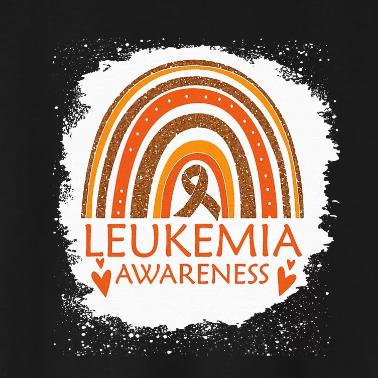 Leukemia Awareness Bleached Rainbow Orange Ribbon Women's Crop Top Tee