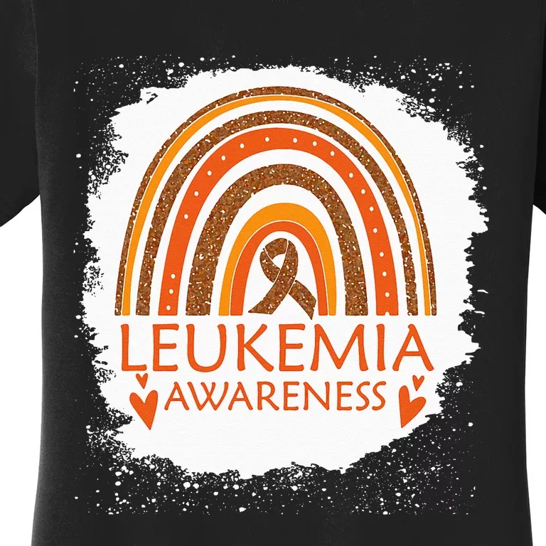 Leukemia Awareness Bleached Rainbow Orange Ribbon Women's T-Shirt