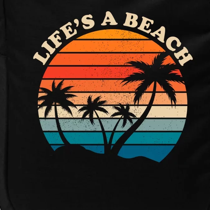 Lifes A Beach Retro Sunset Palm Tree Impact Tech Backpack