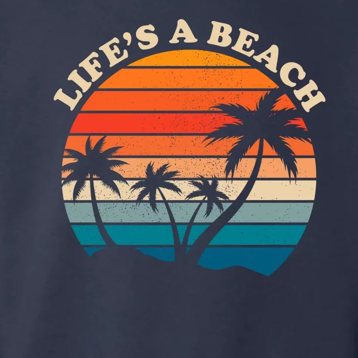 Lifes A Beach Retro Sunset Palm Tree Toddler Hoodie